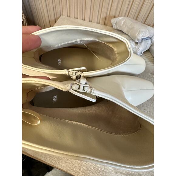 Zara Leather Ankle Bootie in Ivory Sz 10 Brand New in Box - Picture 14 of 15